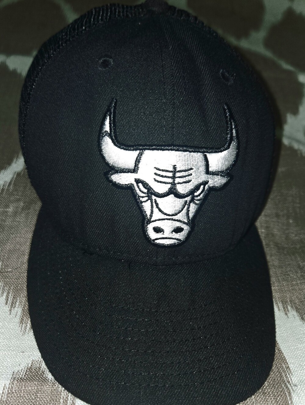 Wool Black Cap with Silver Bulls Logo NBA Patch One Size Fits Most Adj Strap